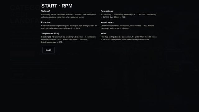 START and RPM reference card
